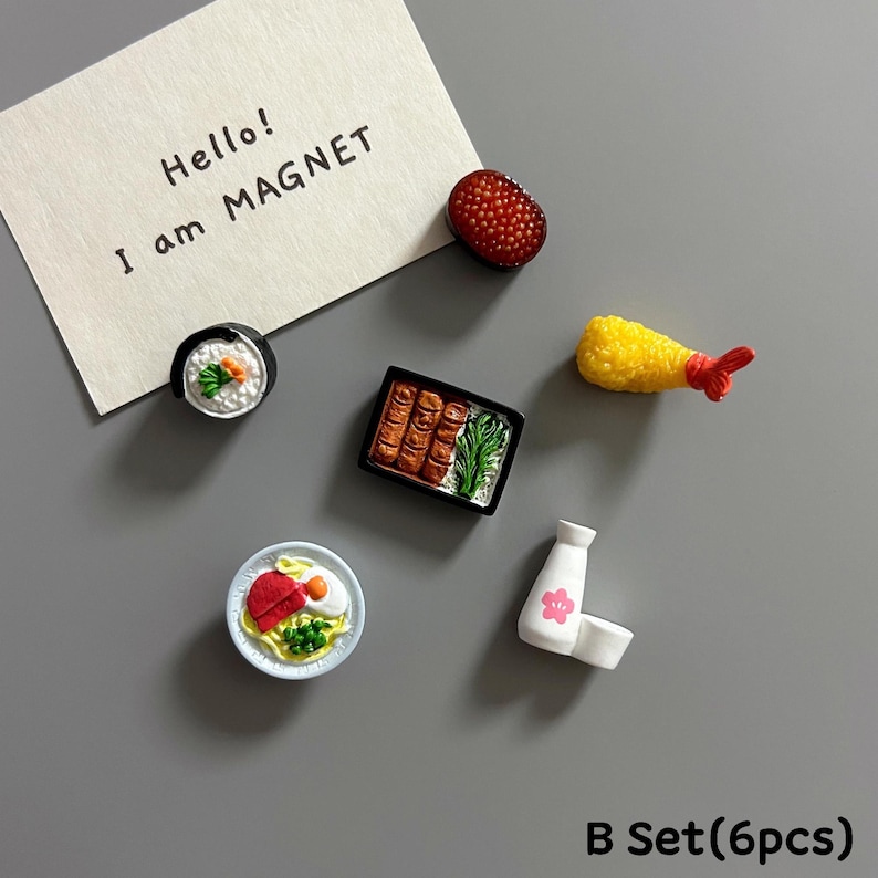 Japanese Sushi Onigiri Ramen Sake Tobiko Bento Denpura Salmon Maki Fridge Magnet Set Food Kitchen Decor Gift Refrigerator Magnets