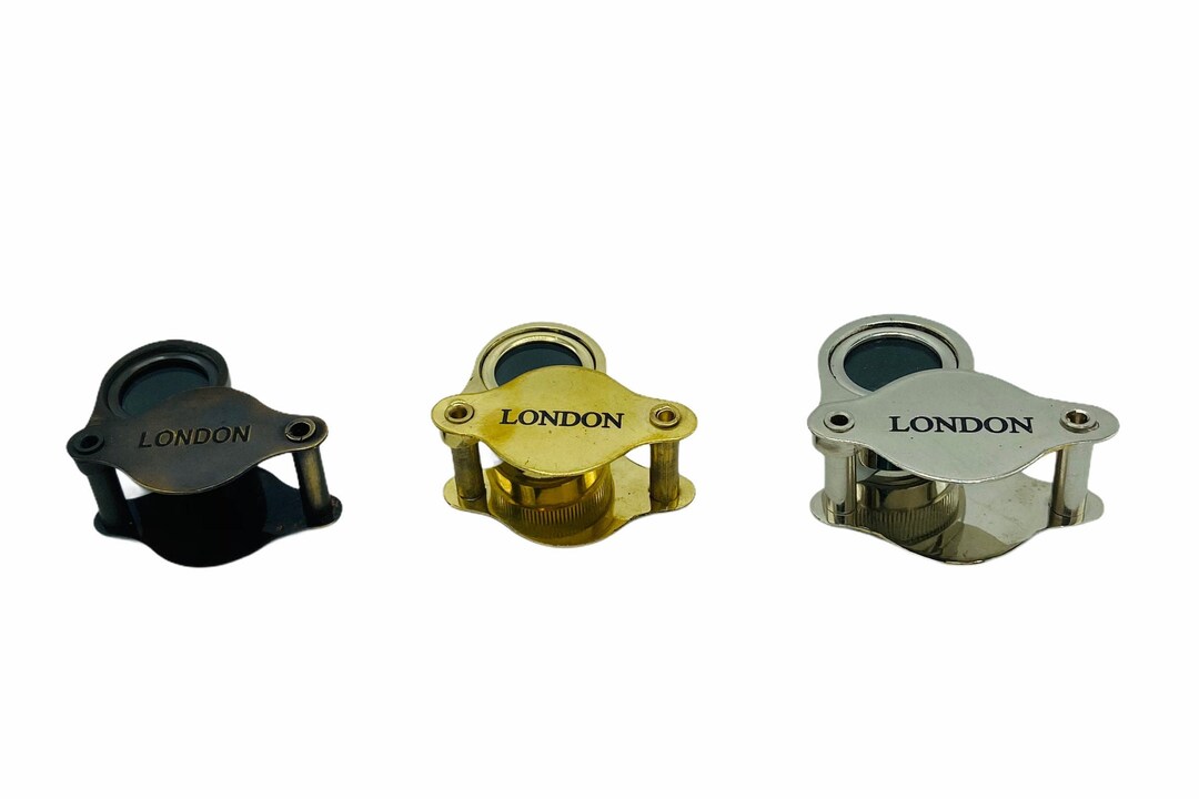 2 Folding English Style Jewellery Loupe Magnifiers Brass , Black or Chrome Etsy