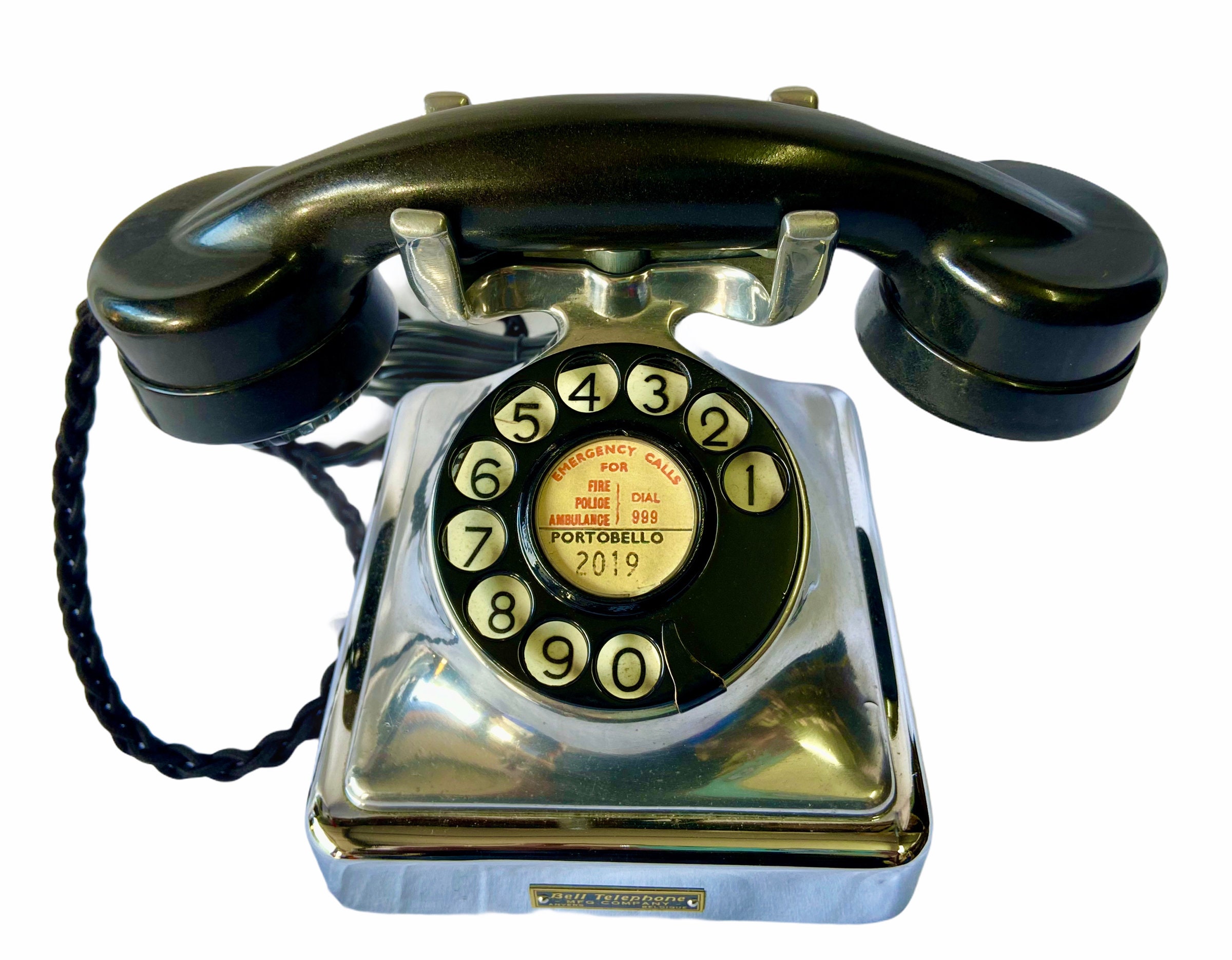 Buy Original Antique 1950's Black Belgium Bell Gurder Telephone Chrome &  Black Online in India 