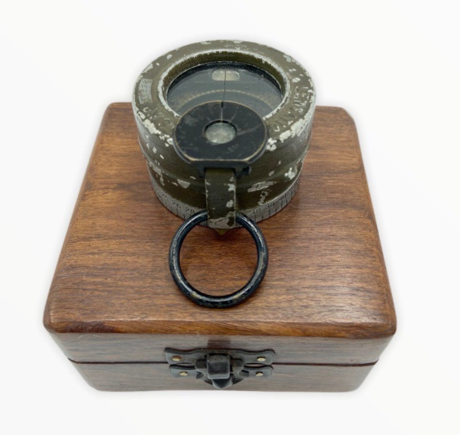 Antique US Forces Green M1938 Lensatic Compass in a Wooden Etsy