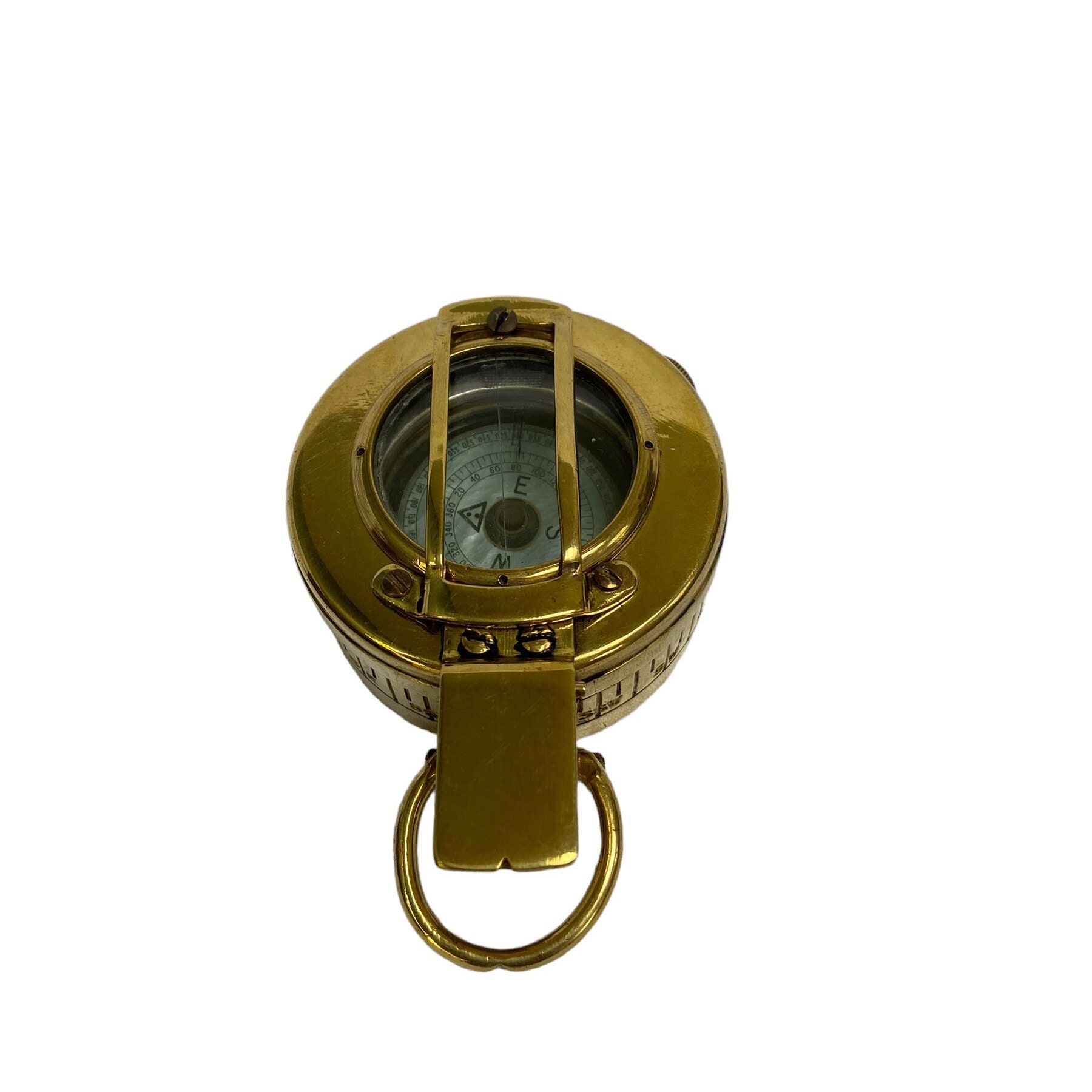 BOUSSOLE DE POCHE militaire marine vintage en laiton massif Seconde