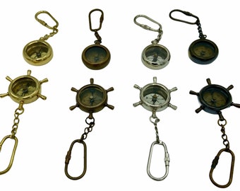1.25" Key Ring Compass and Ship Wheel Compass ( 8 Types )