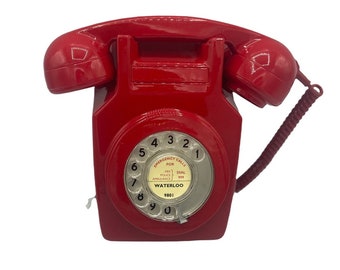 RARE Vintage 1960s Red Ericofon Cobra Telephone, Danish Rotary
