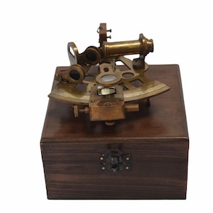 Large Bronze Lifeboat Midi Sextant in a Wood or glass topped Box