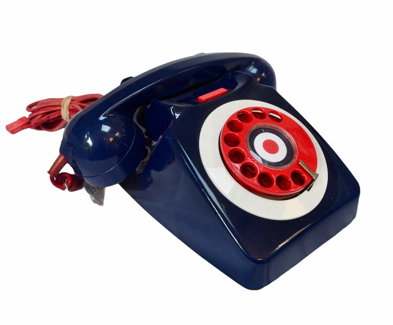 Antique 1960-70s British GPO 746F Telephone Target Blue , Two tone Green or Target Concorde Blue image 3