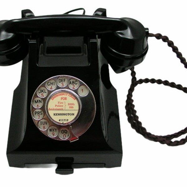 Antique 1940's English GPO ( General Post Office) Black Bakelite #300 Series Desk Telephone with a Pull Out Tray ( 4 Models )