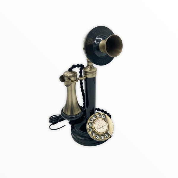 Telefono a candela in stile anni '20 spazzolato e nero (3 versioni)