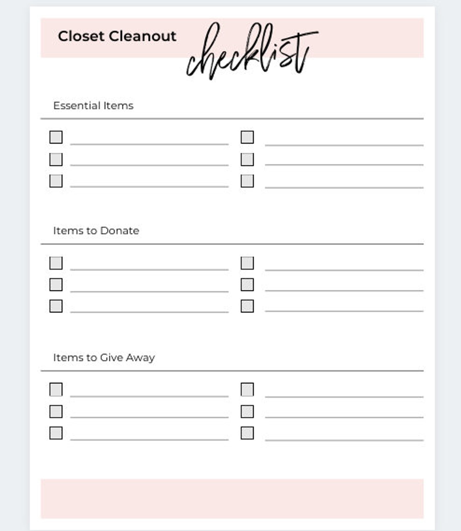 Closet Cleanout Checklist Organize Closet Checklist Etsy.de