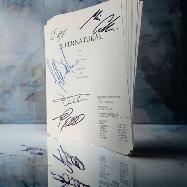 Supernatural Signed Script - Pilot - Misha Collins, Jensen Ackles, Jared Padalecki, Eric Kripke, Jeffrey Dean Morgan