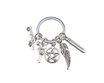 Porte-clés surnaturel, breloques Impala pentagramme, arme