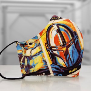 MANDALORIAN Face Mask, STAR WARS, w/Nose Wire, Adult & Kid sizes