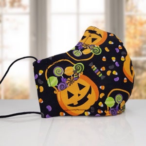 HALLOWEEN PUMPKINS Face Mask with Nose Wire for Kids & Adults