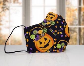 Maschera viso ZUCCHE DI HALLOWEEN con filo nasale per bambini e adulti