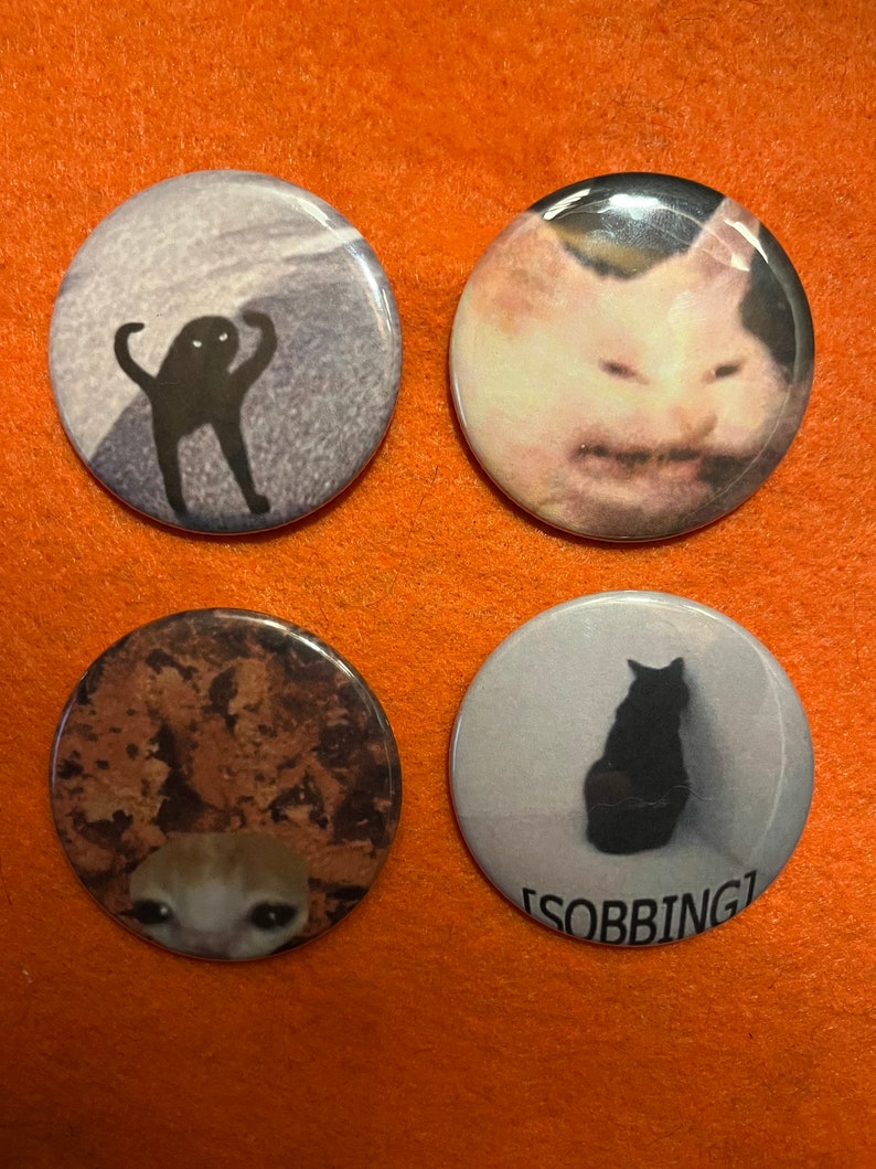 Cursed Cat Meme Button Pins Etsy