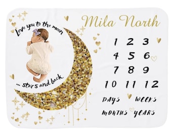 New Mum | Customized Baby Milestone Blanket Monthly Milestone Blanket for Newborn Boy Girl, Photo Blanket for Baby Pictures, Baby Shower