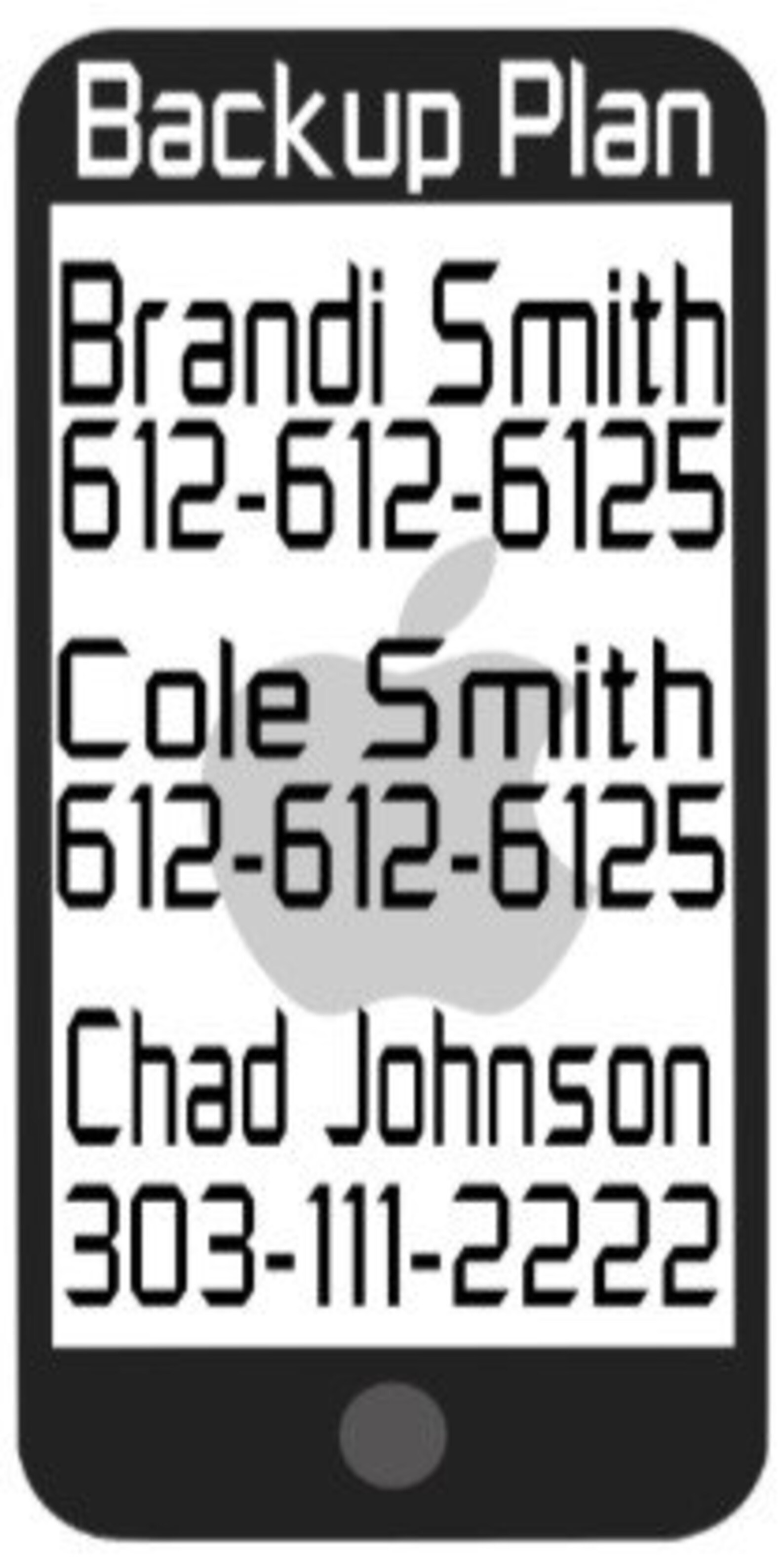PERSONALIZED PHONE NUMBERS Card for Wallet or Purse Backup - Etsy