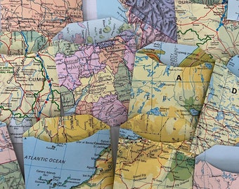 Pocket vintage travel maps of the world for journaling, scrapbooking and embellishments.