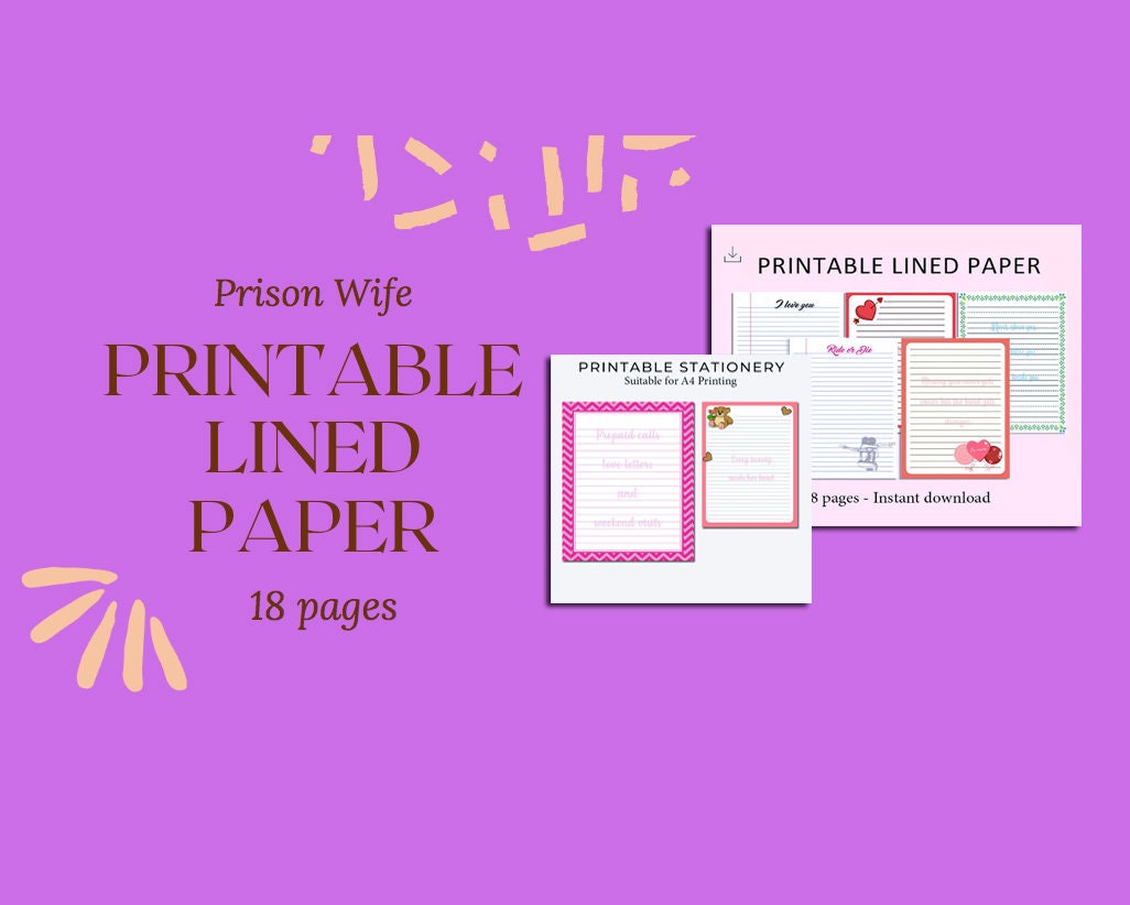 18 printable lined papers prison stationary digital prints etsy