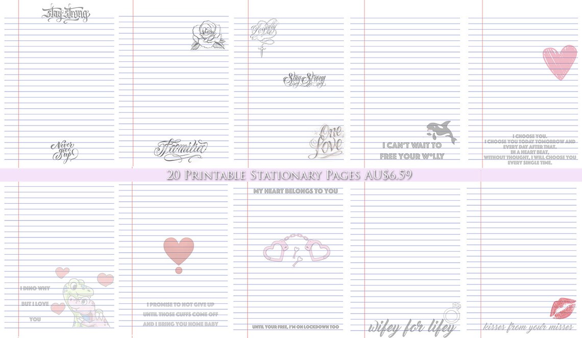 20 Printable Stationary Pages Prison Stationary Letter - Etsy Australia