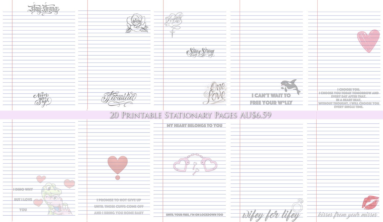 20 Printable Stationary Pages Prison Stationary Letter - Etsy UK