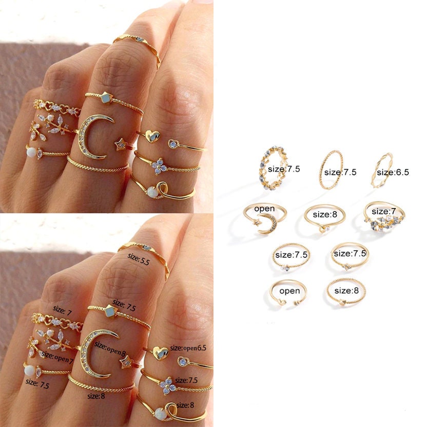 Bohemian Gold Chain Rings Set for Women Fashion Boho Coin - Etsy Australia