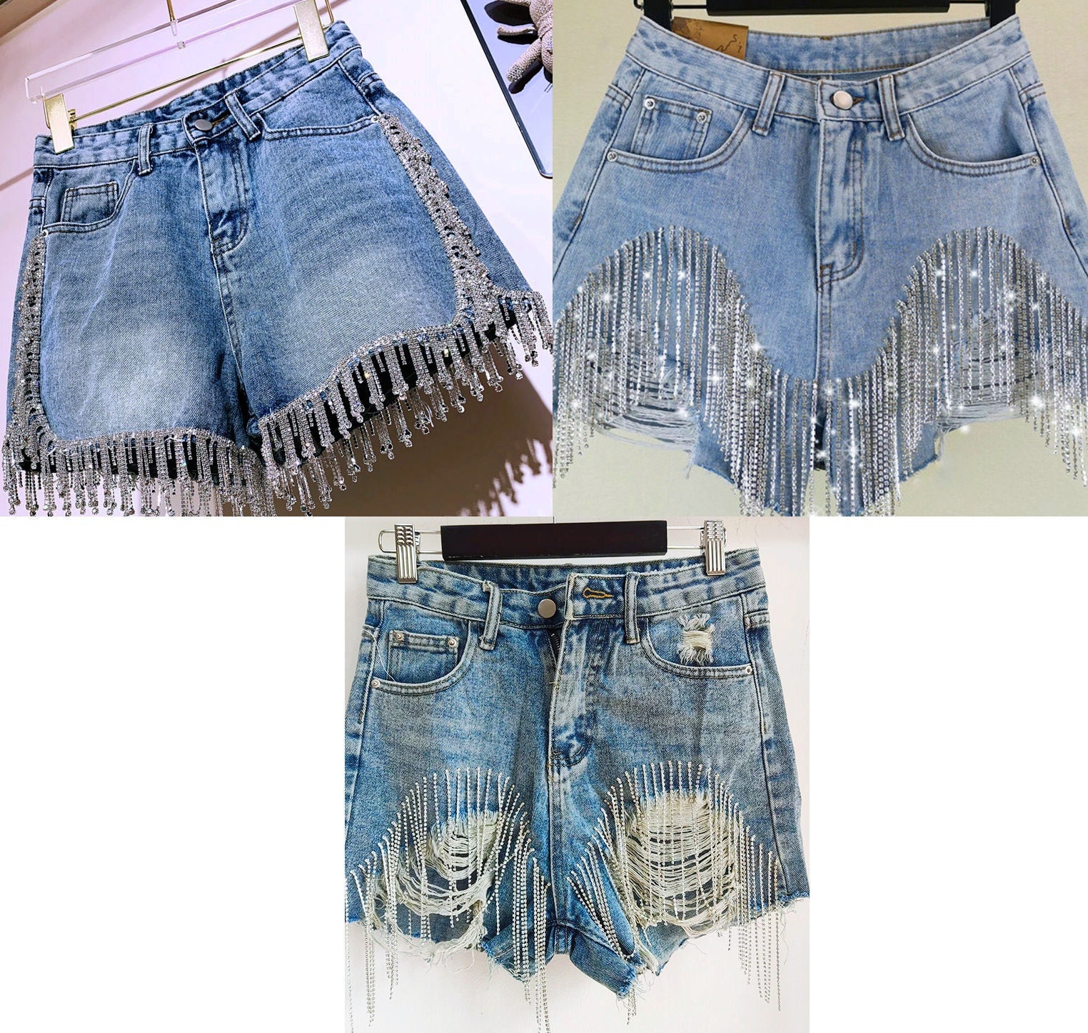 Bling Rhinestone Western Shorts Cut off Shorts Summer - Etsy Australia