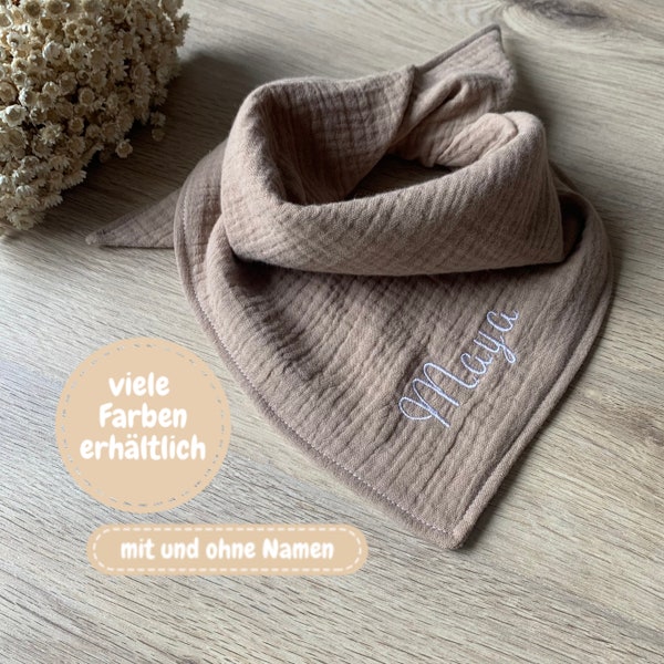 Bio Musselin Dreieckstuch personalisiert in vielen Farben - Baby & Kind