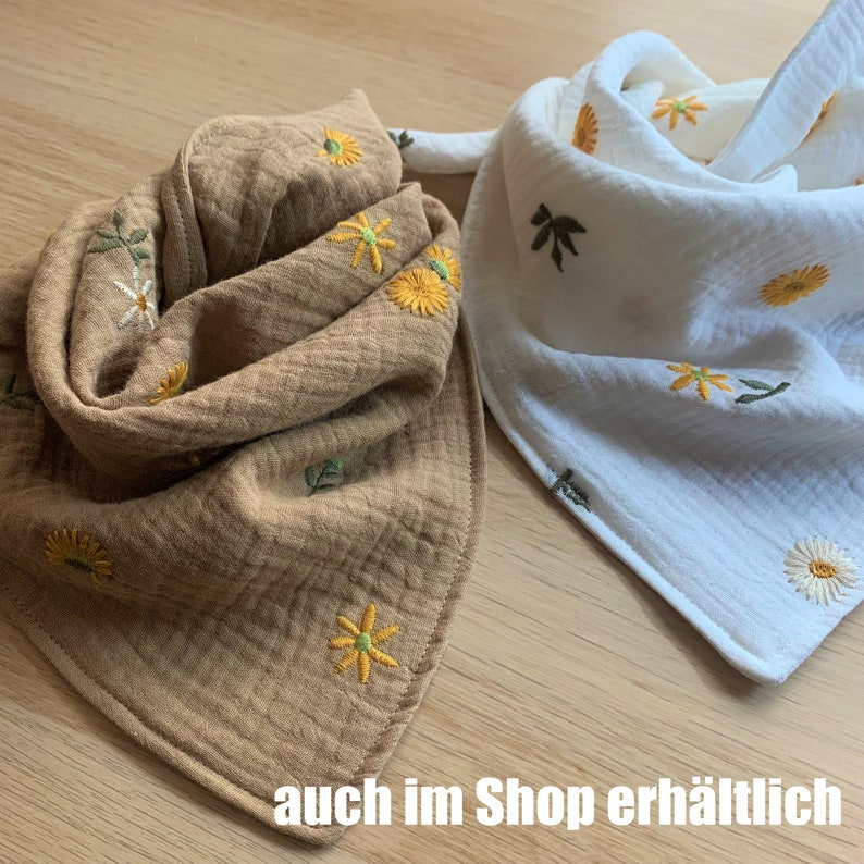 Musselintuch Dreieckstuch Stickblumen weiß Halstuch Musselintuch für Baby und Kinder Bild 6