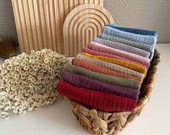 Set Bio Musselin Waschlappen unifarben - für Baby, Kind und Erwachsene