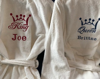 personalised king and queen dressing gowns
