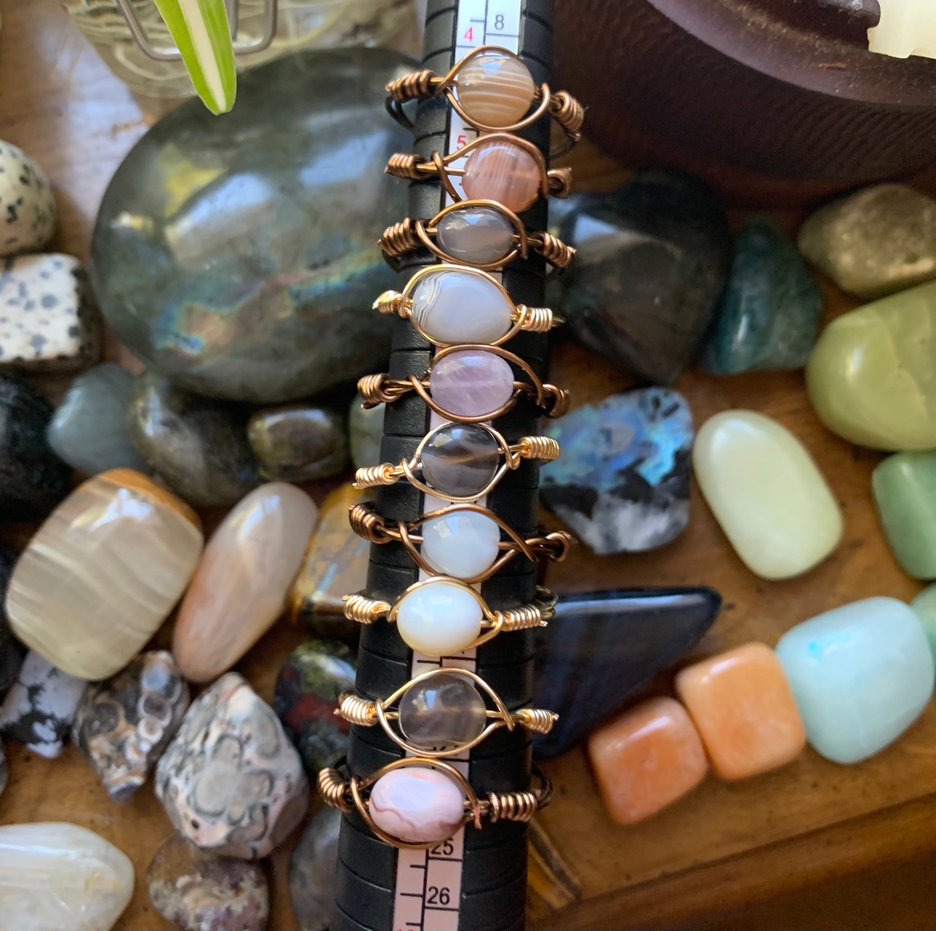 Wire Wrapped Crystal Rings