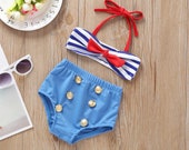 Sailor Baby Bikini (2-piece) Baby Swimsuit, Toddler swimsuit, Toddler swimwear, Swimming costume, Swimmers, Beachwear, Swim, baby shower