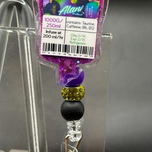 Custom IV Bag badge, Energy Drink, infusion, rn, lpn, ma, pct