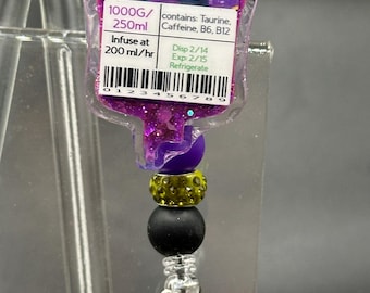 Custom IV Bag badge, Energy Drink, infusion, rn, lpn, ma, pct