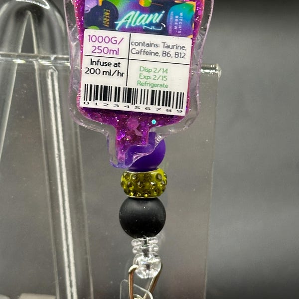 Custom IV Bag badge, Energy Drink, infusion, rn, lpn, ma, pct
