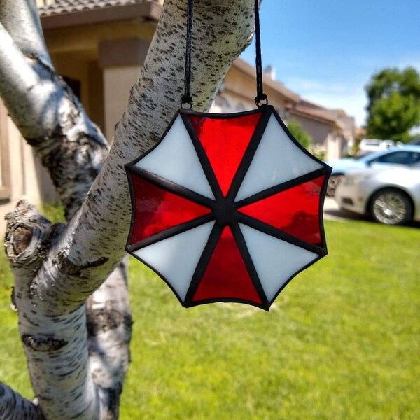 Resident Evil Umbrella Logo Stained Glass / Suncatcher / Wall hanging