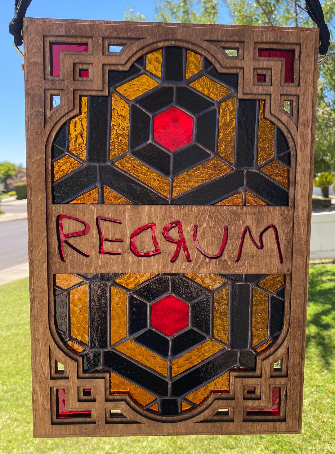 REDRUM the Shining Movie Inspired Handmade Stained Glass Suncatcher W