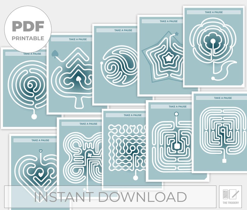 Calming Worksheets BUNDLE Printable PDF 20 Pages | Labyrinth | Finger ...