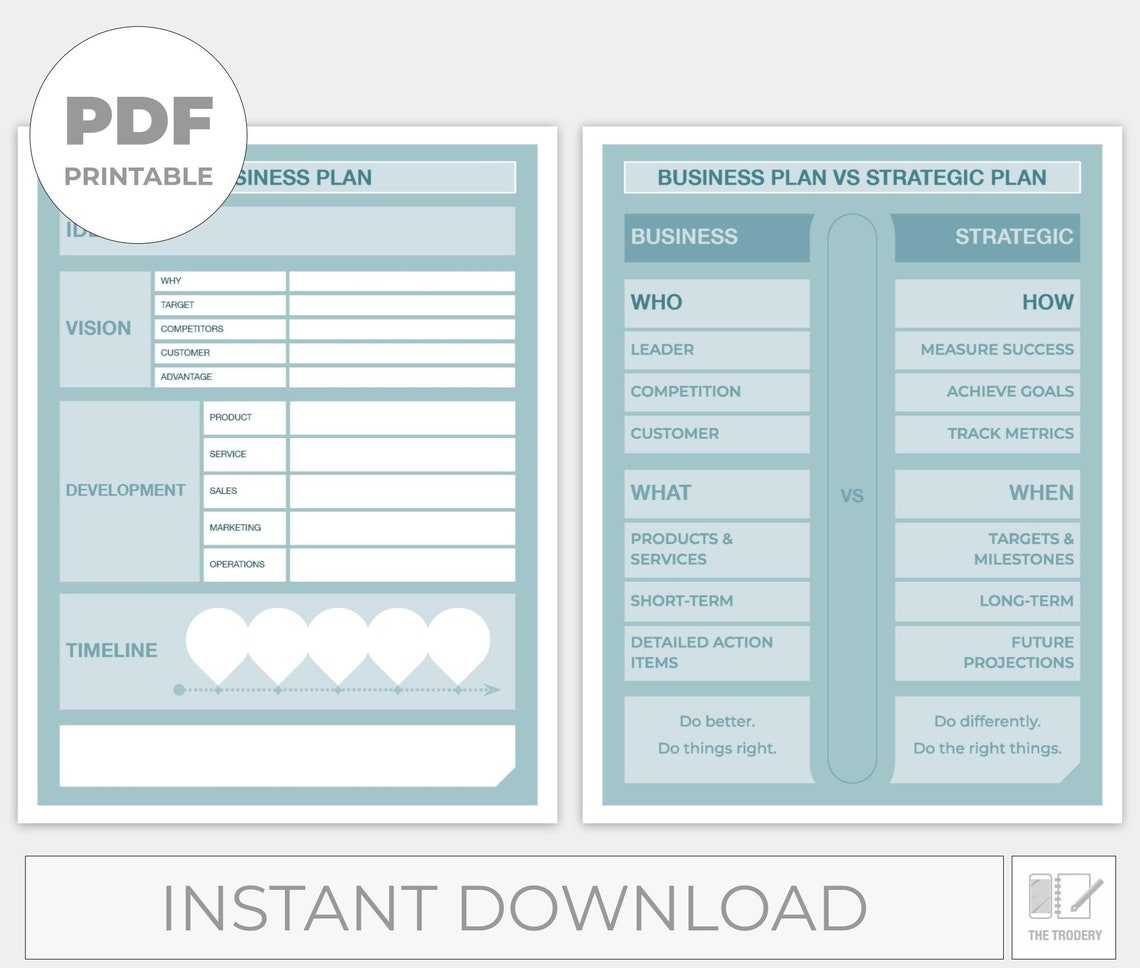 Business Plan PDF Printable Instant Download Business Plan | Etsy