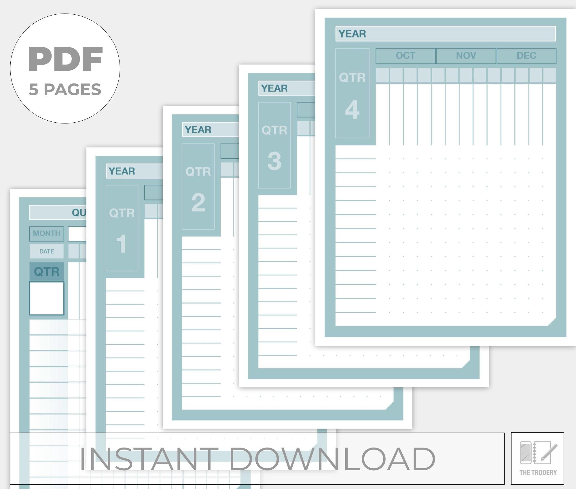 quarter-calendar-printable-pdf-5-pages-instant-download-etsy
