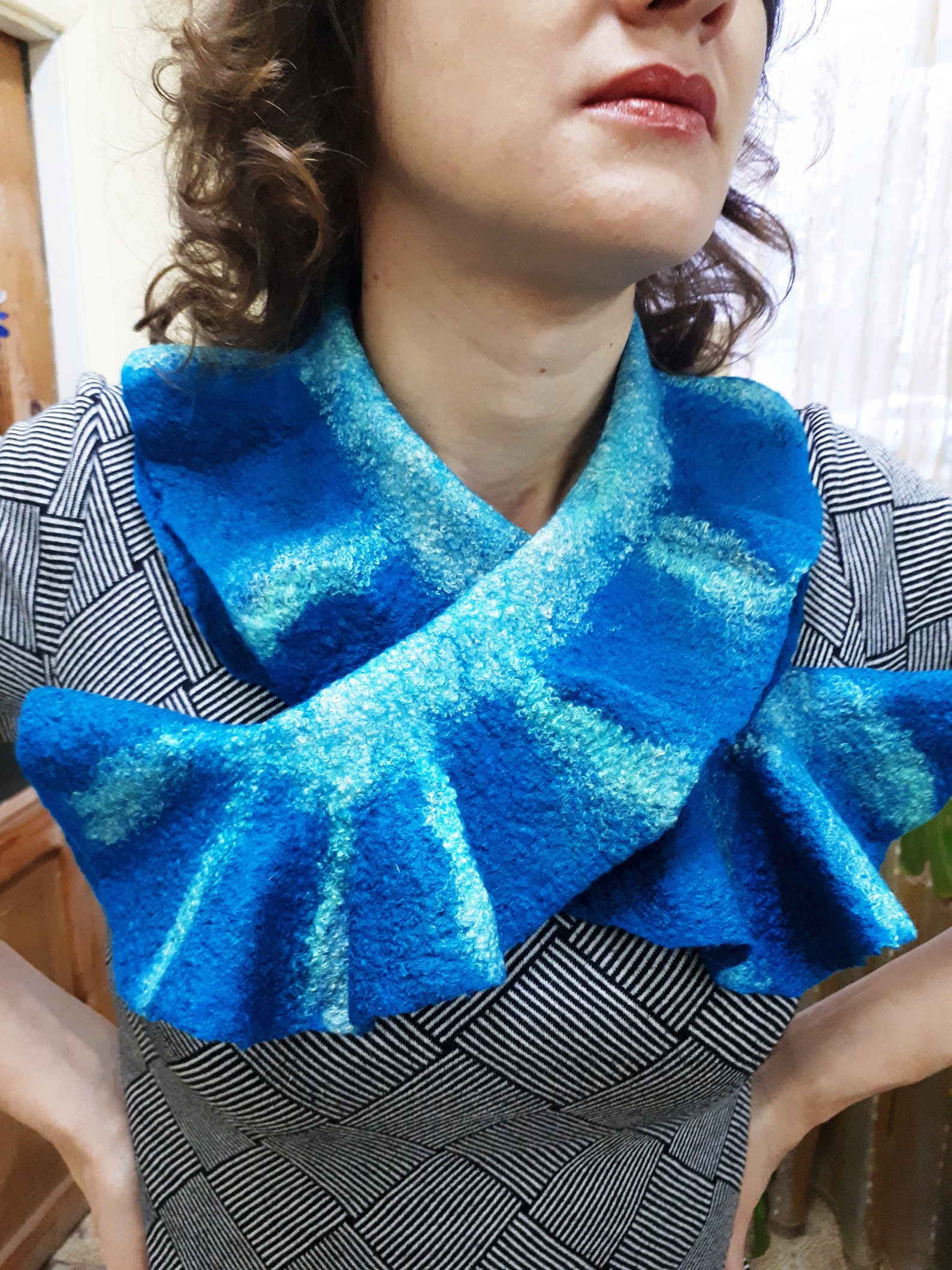 Scarf DIY wet felting tutorial blue scarf diy scarf felting Etsy