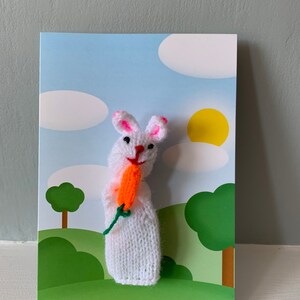 Bunny greeting card, Easter bunny card, Bunny puppet card, Bunny greeting card, Bunny Hand puppets card, Rabbit Birthday Card, Easter Bunny