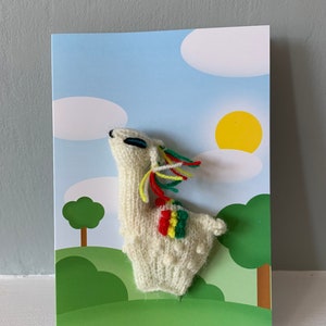 Carte de vœux Llama, carte de marionnette de doigt, carte de vœux de la maama, carte de marionnettes de main d’alpaga, carte d’anniversaire de la mamas, marionnette d’alpaga de doigt