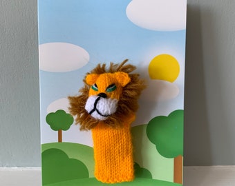 Lion greeting card, Finger puppet card, Lion greeting card, Hand puppets card, Lion Birthday Card, Lion Finger puppet