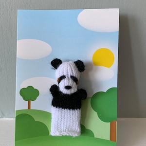 Biglietto di auguri Panda, cartolina marionetta dito, biglietto di auguri Panda, Carta marionette, Cartolina di compleanno Panda, Panda Dito Marionetta