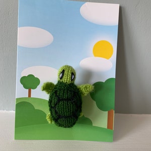 Carte de vœux de tortue, carte de marionnette de doigt, carte de vœux de tortue, carte de marionnettes de main de tortue, carte d’anniversaire de tortue, marionnette de doigt de tortue