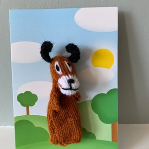 Cartão de felicitações para cachorro, cartão de fantoche de dedo de cachorro, cartão de felicitações para cachorro, cartão de fantoches de mão de cachorro, cartão de aniversário de cachorro, fantoche de dedo de cachorro