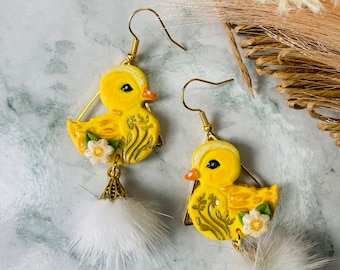 Duck earrings// Easter  earrings// animal earrings// duckling earrings//spring earrings// polymer clay earrings.