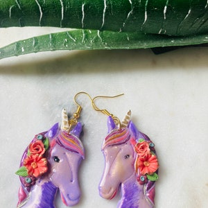 Summer earrings// animal earrings// unicorn earrings// autumn earrings// flower earrings// polymer clay earrings// summer earrings. image 9