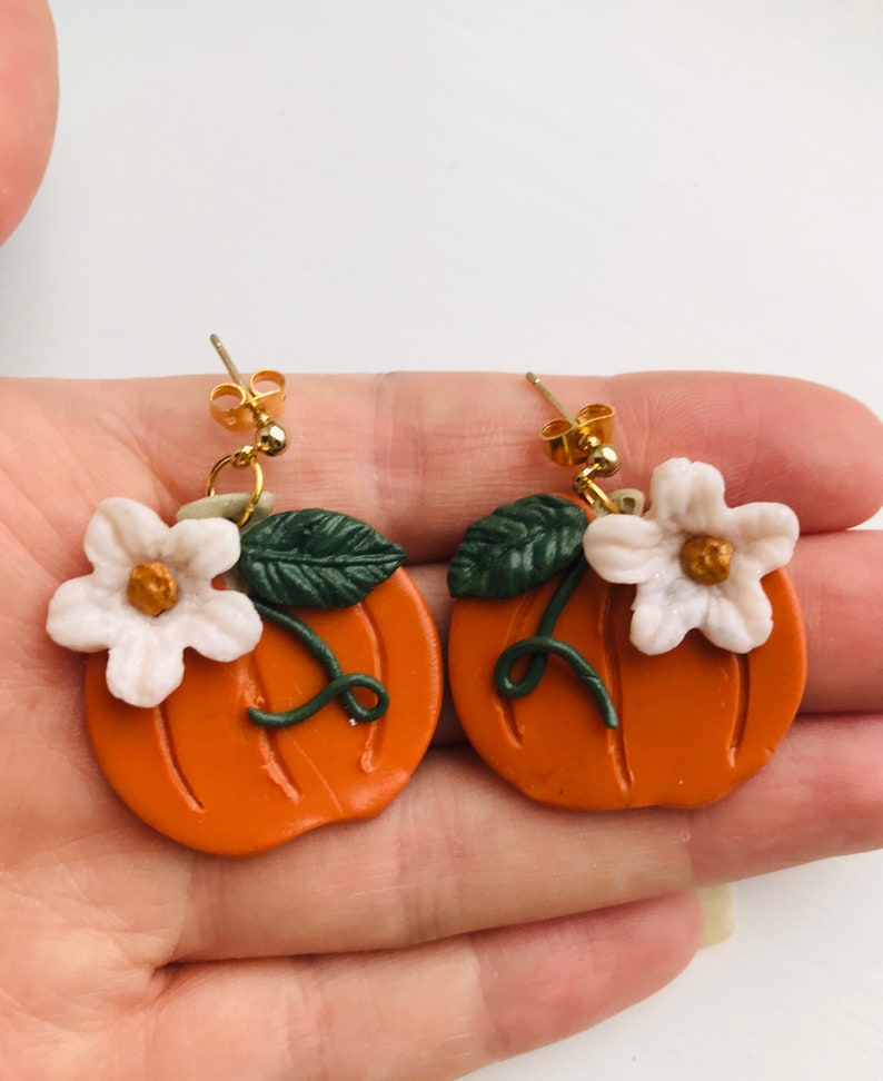 Polymer clay pumpkin earrings/ Halloween earrings / statement Etsy